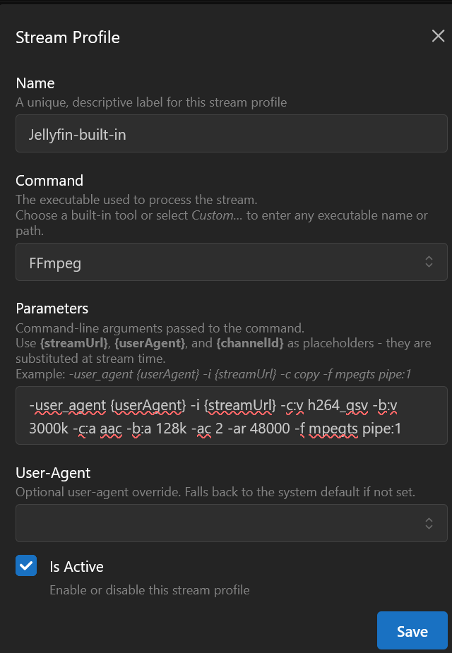 Jellyfin built-in stream profile