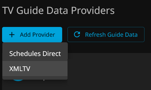 Add Provider dropdown