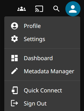 User profile dropdown